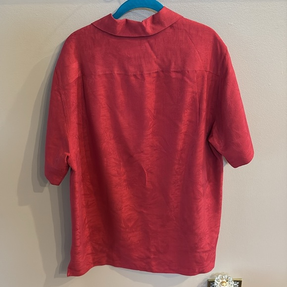 Caribbean Joe button down rayon shirt textured collared red front pocket size S - Picture 8 of 16